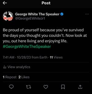 Image post by @iamgeorgewhitethespeaker on Instagram