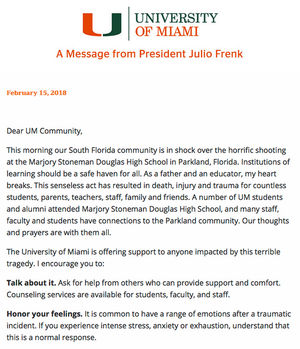 Image post by @univmiami on Instagram