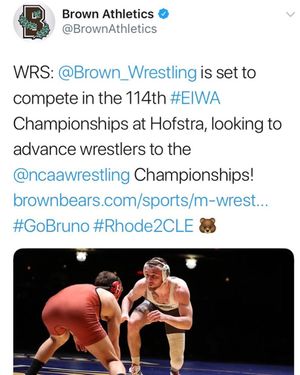 Image post by @brownu_wrestle on Instagram