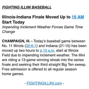 Image post by @illinibaseball on Instagram