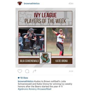 Image post by @brownu_softball on Instagram