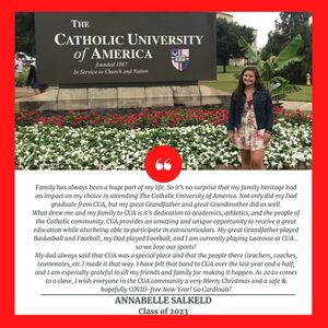 Image post by @catholicu_wlax on Instagram