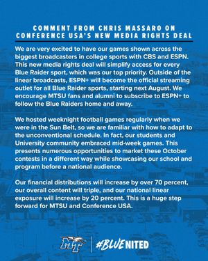 Image post by @MTAthletics on Twitter
