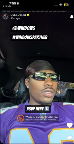 undefined post by @dukedennis on Snapchat